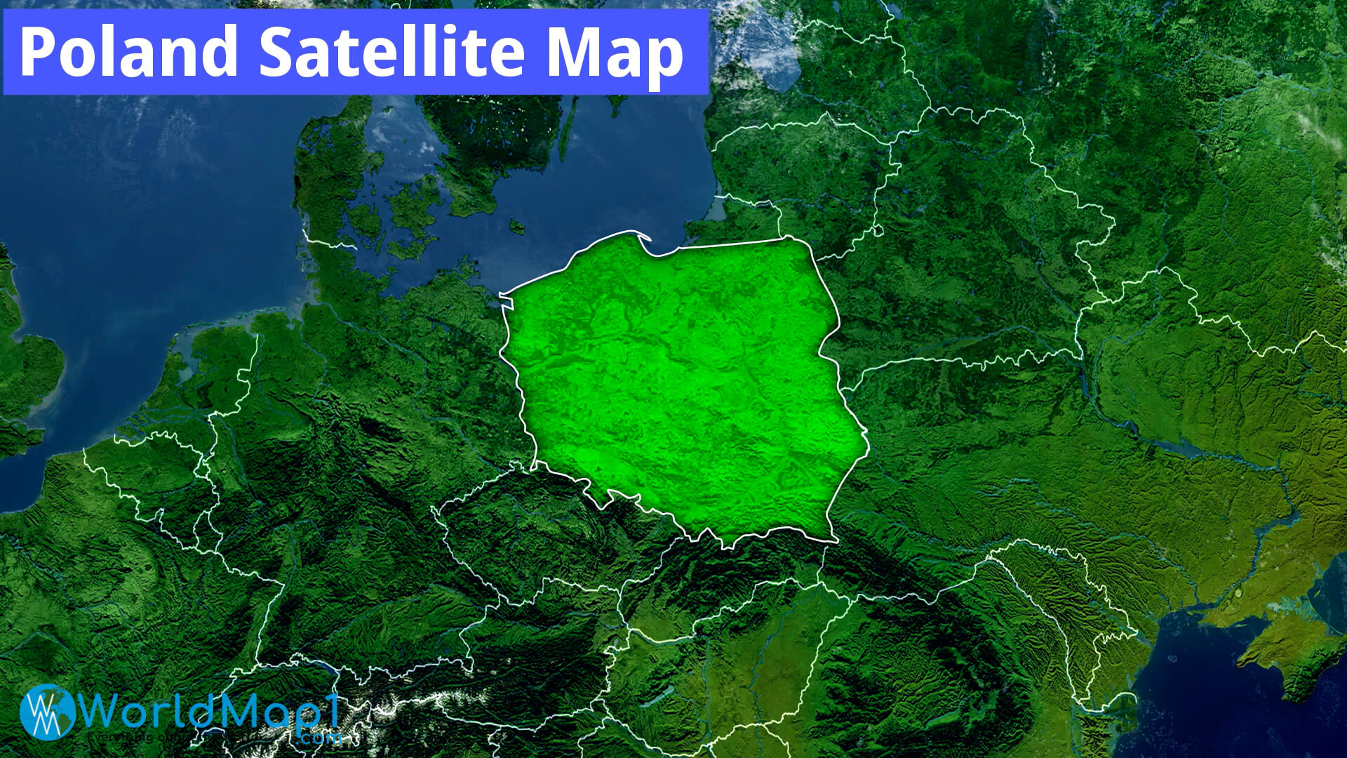 Carte satellite Pologne